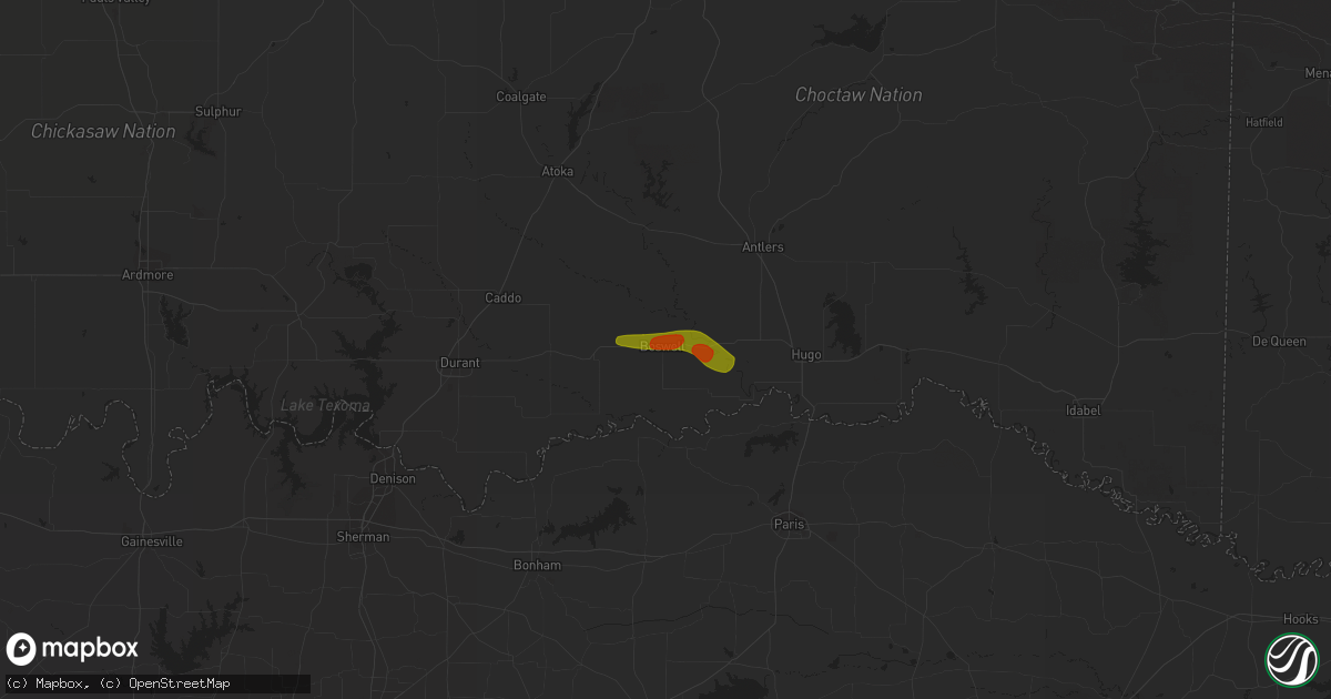 Hail map in Boswell, OK on May 19, 2023