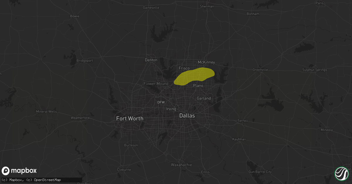 Hail map in Carrollton, TX on May 19, 2023