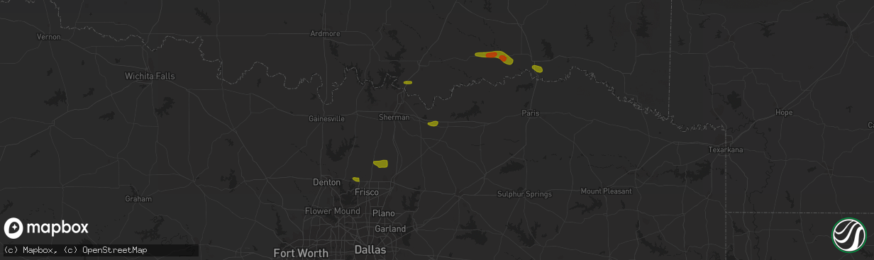 Hail map in Ector, TX on May 19, 2023