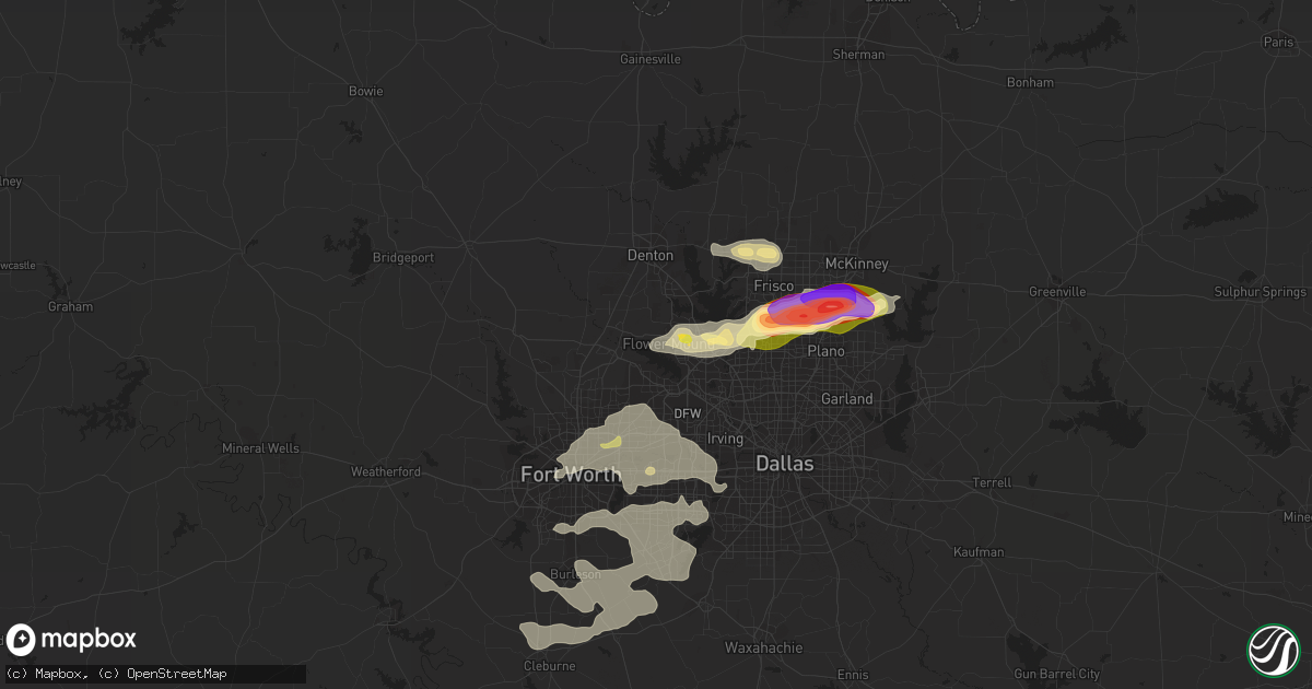 Hail map in Flower Mound, TX on May 19, 2023