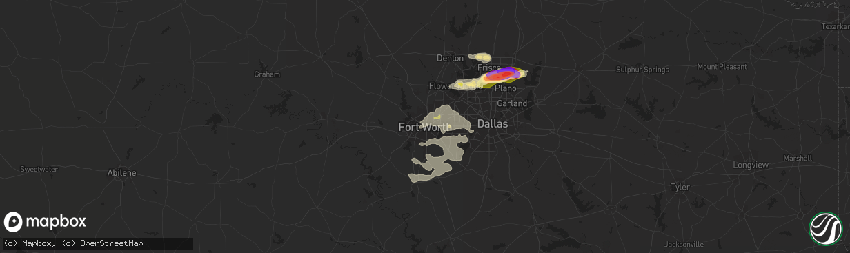 Hail map in Fort Worth, TX on May 19, 2023