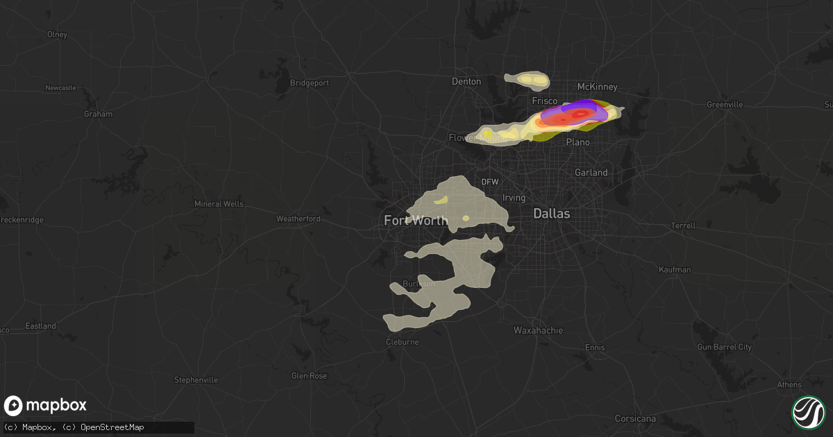 Hail map in Fort Worth, TX on May 19, 2023