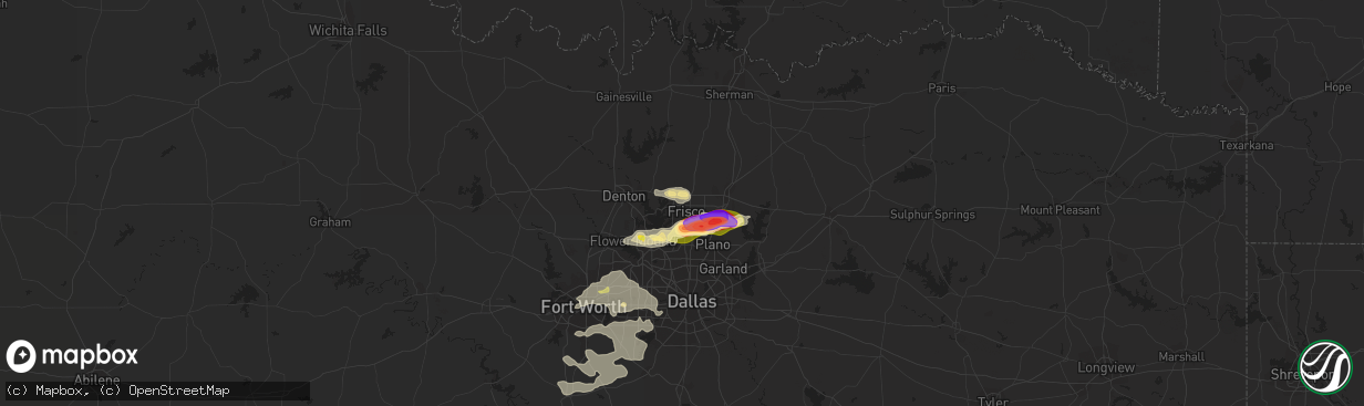Hail map in Frisco, TX on May 19, 2023