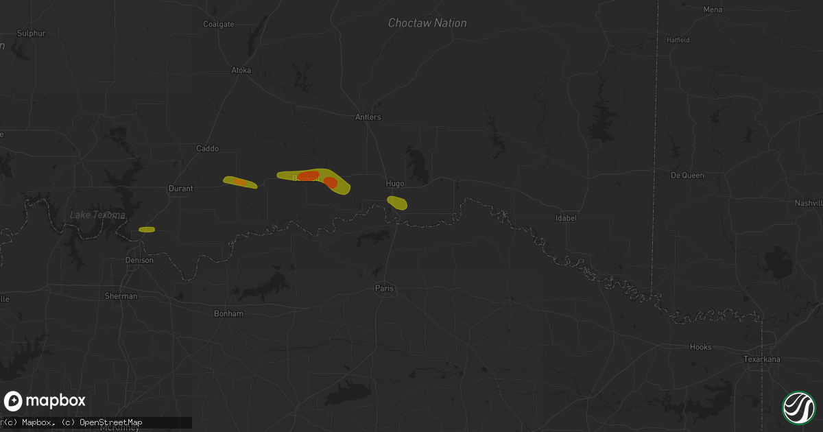 Hail map in Grant, OK on May 19, 2023