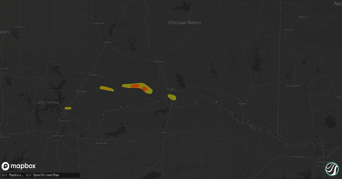 Hail map in Hugo, OK on May 19, 2023