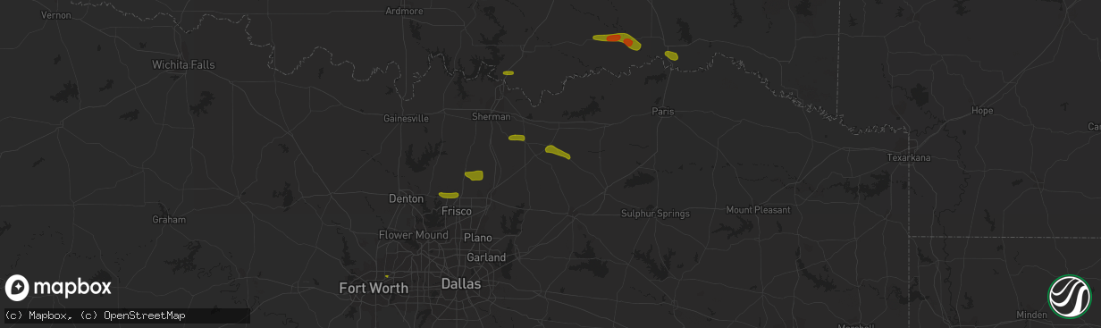 Hail map in Leonard, TX on May 19, 2023
