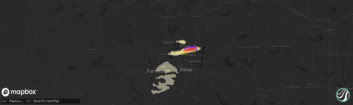 Hail map in Lewisville, TX on May 19, 2023