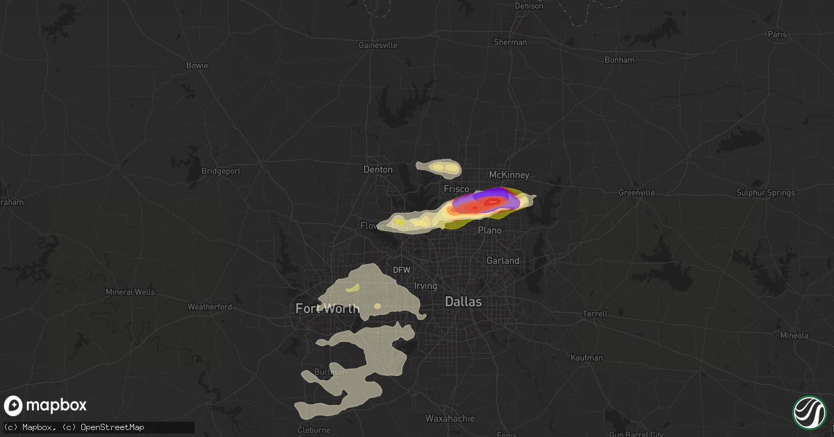 Hail map in Lewisville, TX on May 19, 2023