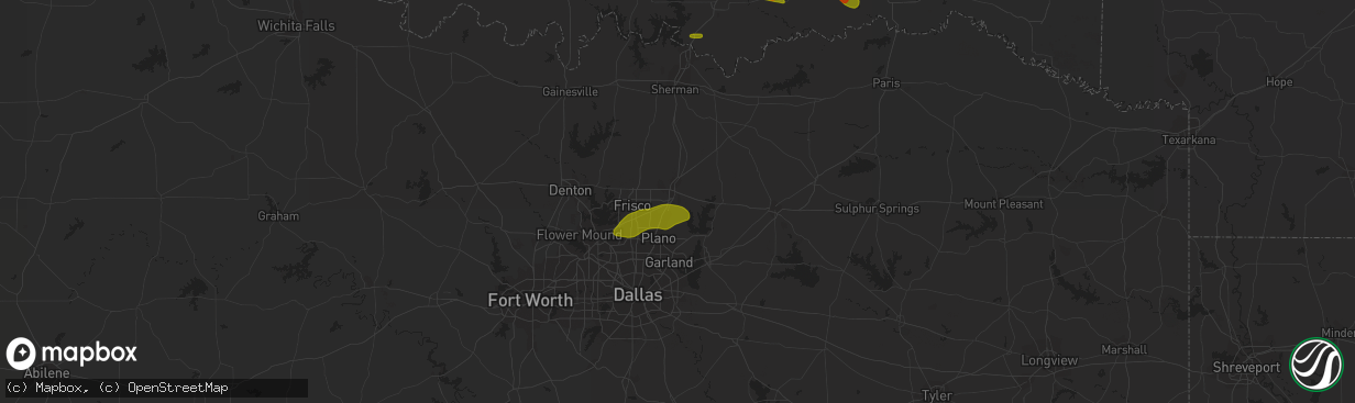 Hail map in Mckinney, TX on May 19, 2023