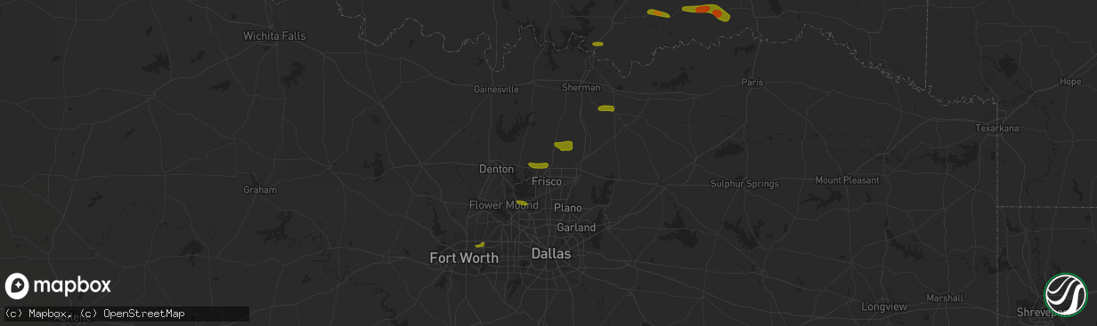 Hail map in Prosper, TX on May 19, 2023