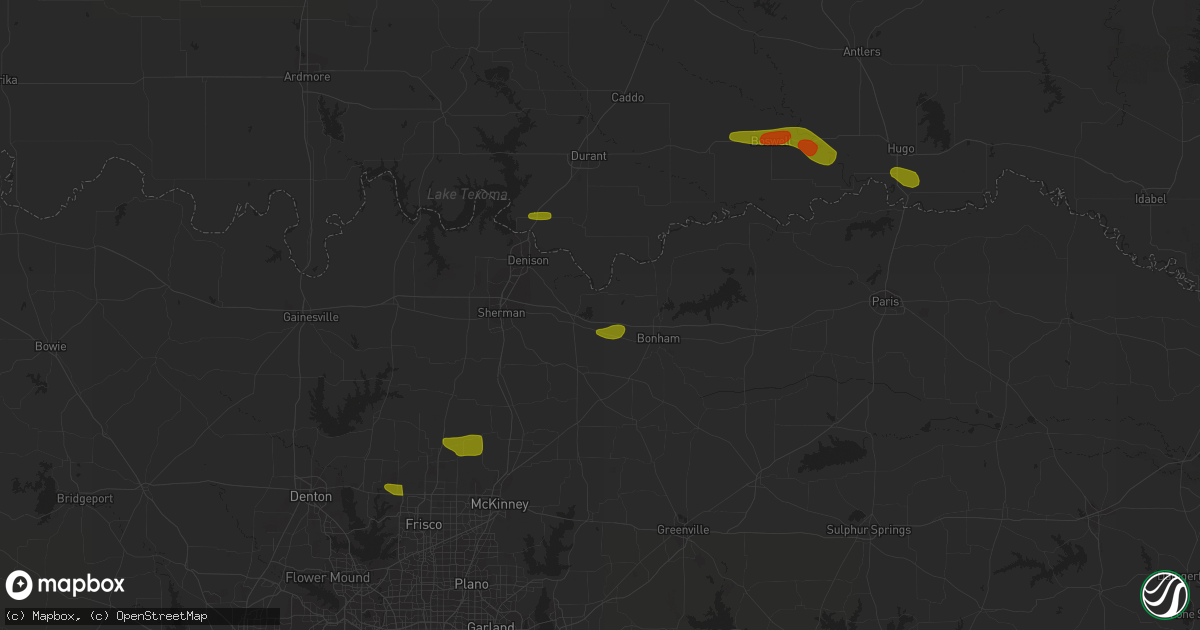 Hail map in Savoy, TX on May 19, 2023