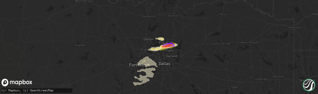 Hail map in The Colony, TX on May 19, 2023