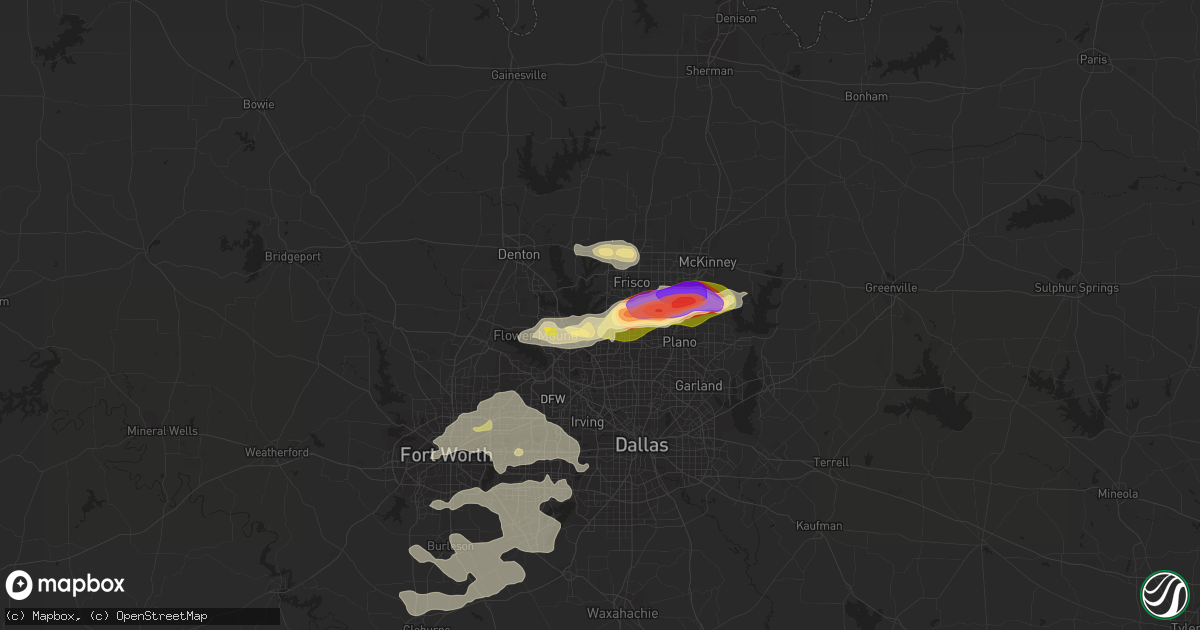 Hail map in The Colony, TX on May 19, 2023