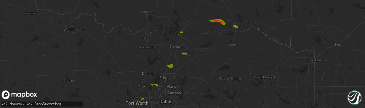 Hail map in Tom Bean, TX on May 19, 2023
