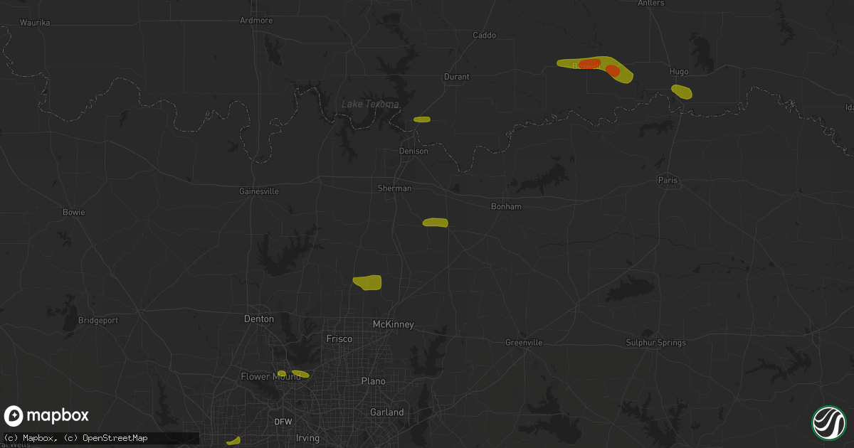 Hail map in Tom Bean, TX on May 19, 2023