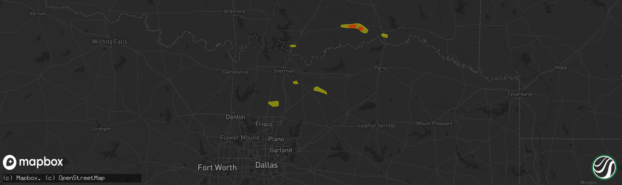 Hail map in Trenton, TX on May 19, 2023