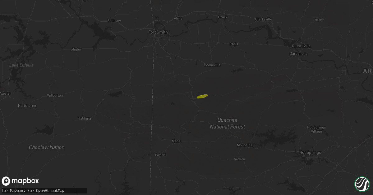 Hail map in Waldron, AR on May 19, 2023