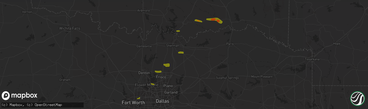 Hail map in Whitewright, TX on May 19, 2023
