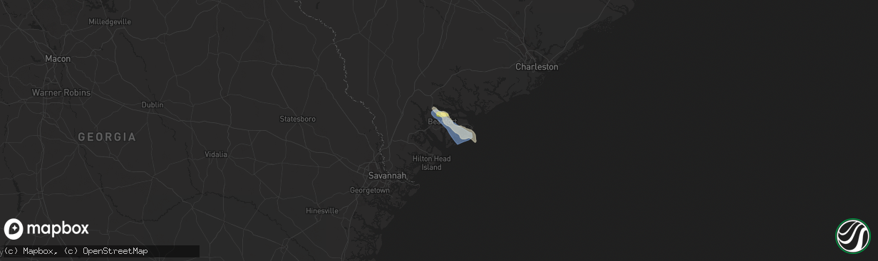 Hail map in Beaufort, SC on May 19, 2024