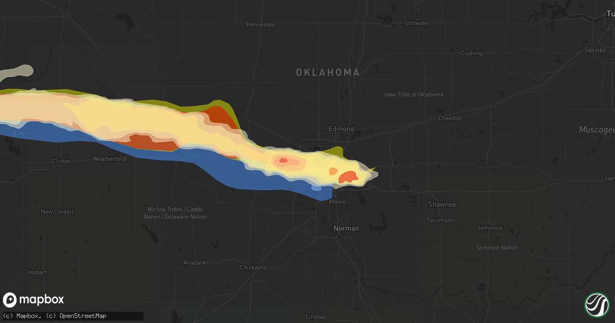 Hail map in Bethany, OK on May 19, 2024