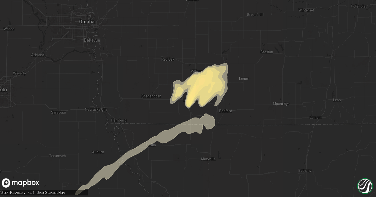 Hail map in Clarinda, IA on May 19, 2024