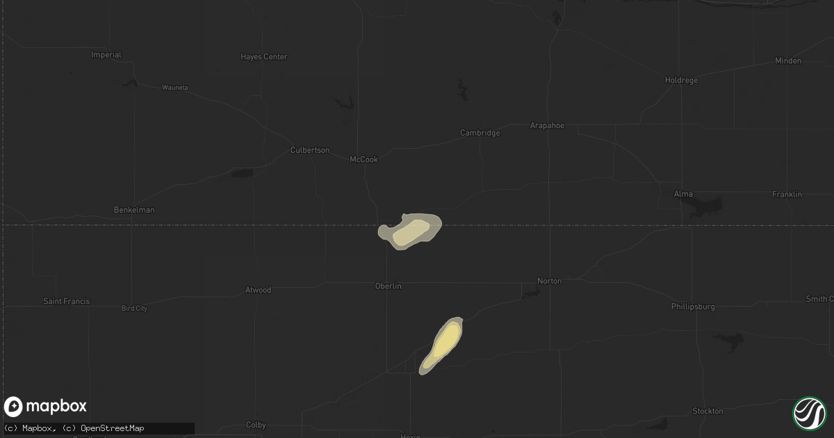 Hail map in Danbury, NE on May 19, 2024