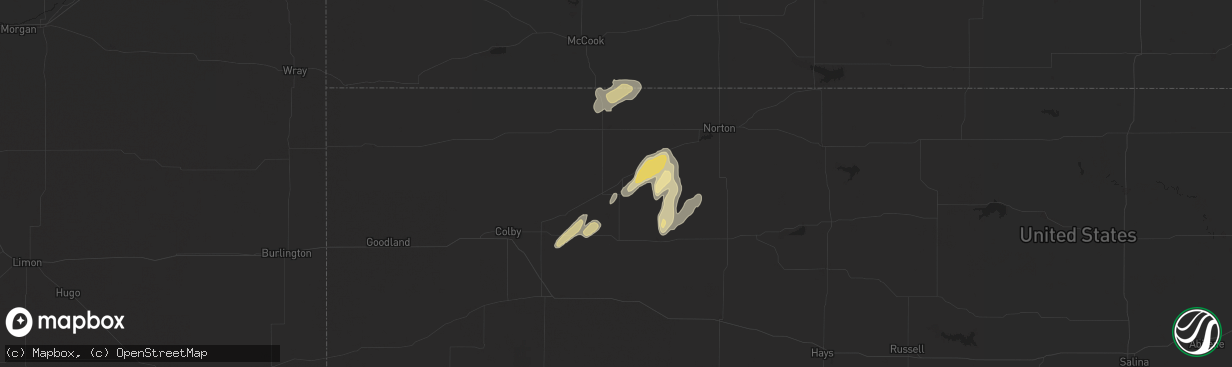 Hail map in Dresden, KS on May 19, 2024