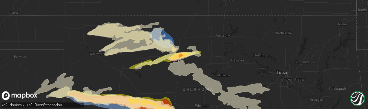 Hail map in Enid, OK on May 19, 2024