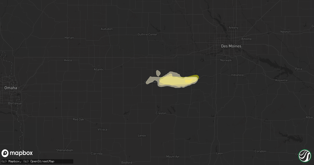 Hail map in Greenfield, IA on May 19, 2024