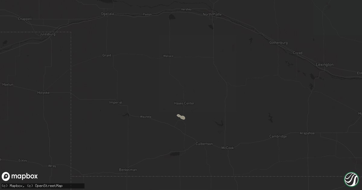 Hail map in Hayes Center, NE on May 19, 2024