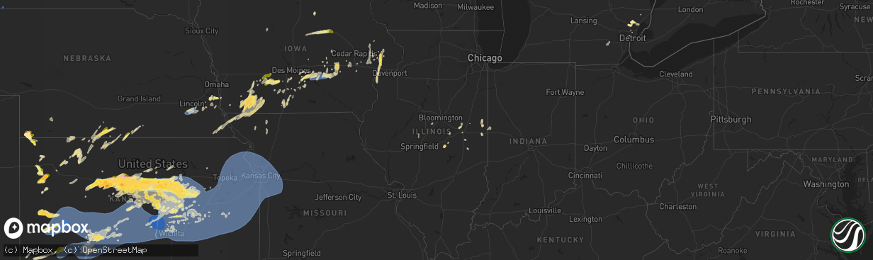 Hail map in Illinois on May 19, 2024