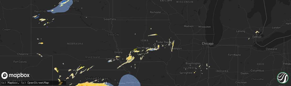 Hail map in Iowa on May 19, 2024