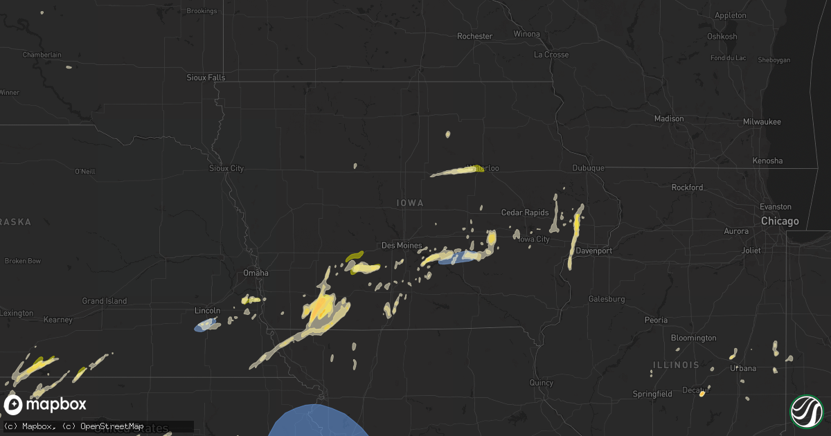 Hail map in Iowa on May 19, 2024