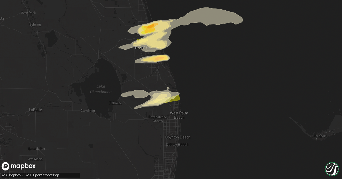 Hail map in Jupiter, FL on May 19, 2024