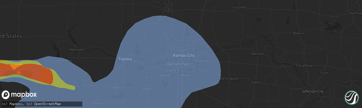Hail map in Kansas City, KS on May 19, 2024