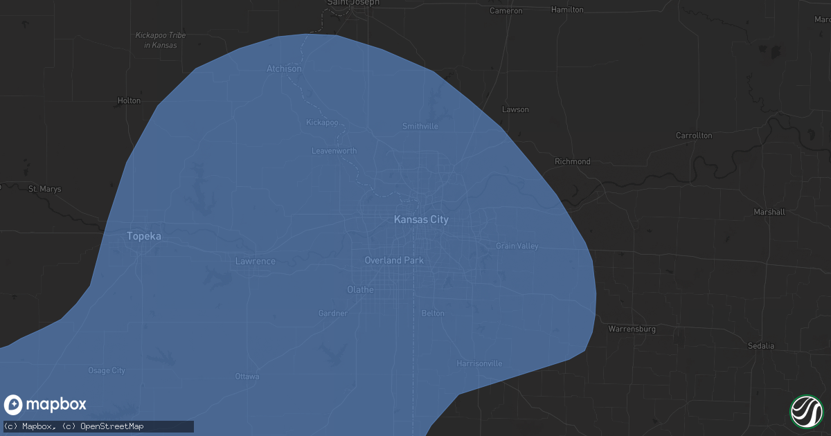 Hail map in Kansas City, MO on May 19, 2024