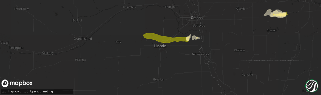 Hail map in Lincoln, NE on May 19, 2024