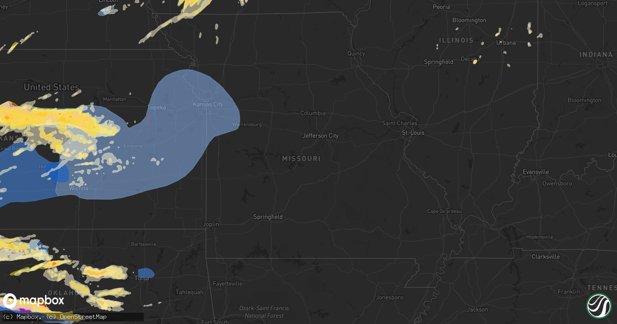 Hail map in Missouri on May 19, 2024