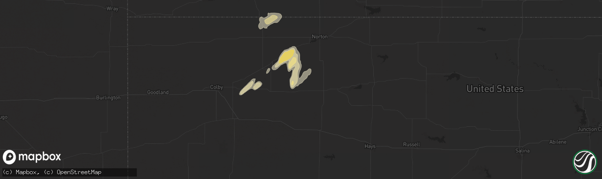 Hail map in Morland, KS on May 19, 2024