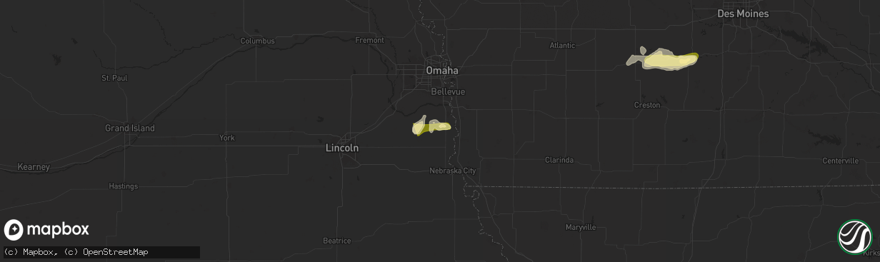 Hail map in Murray, NE on May 19, 2024