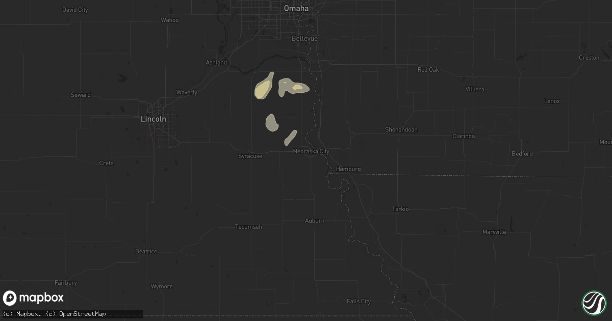 Hail map in Nebraska City, NE on May 19, 2024