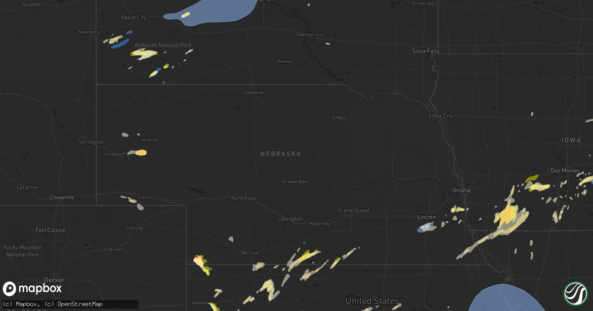 Hail map in Nebraska on May 19, 2024