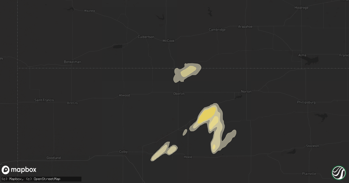 Hail map in Oberlin, KS on May 19, 2024
