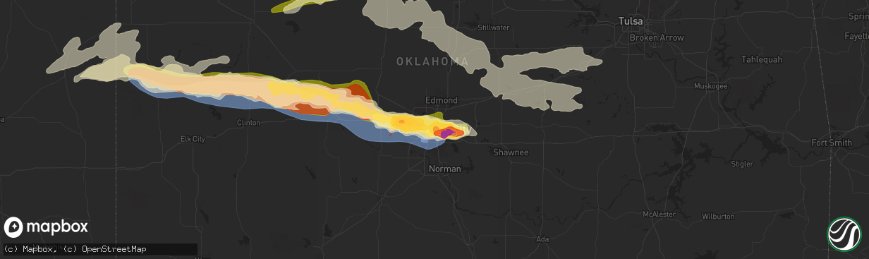 Hail map in Oklahoma City, OK on May 19, 2024
