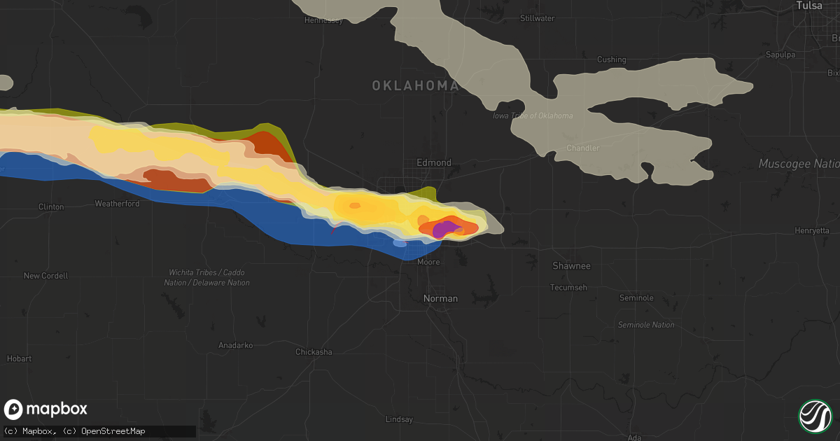 Hail map in Oklahoma City, OK on May 19, 2024