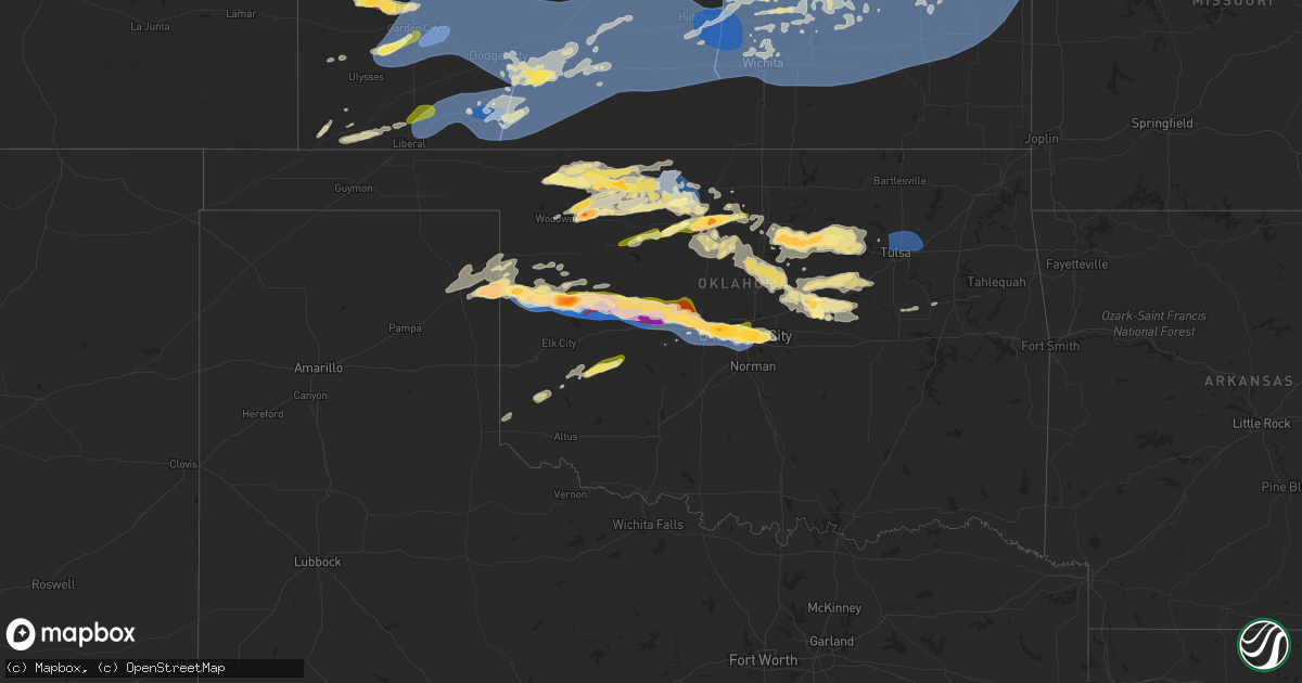 Hail map in Oklahoma on May 19, 2024
