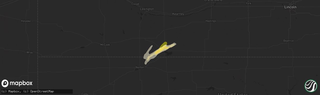 Hail map in Orleans, NE on May 19, 2024