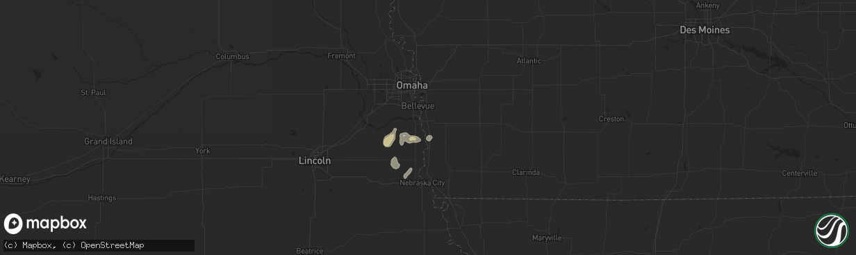 Hail map in Pacific Junction, IA on May 19, 2024