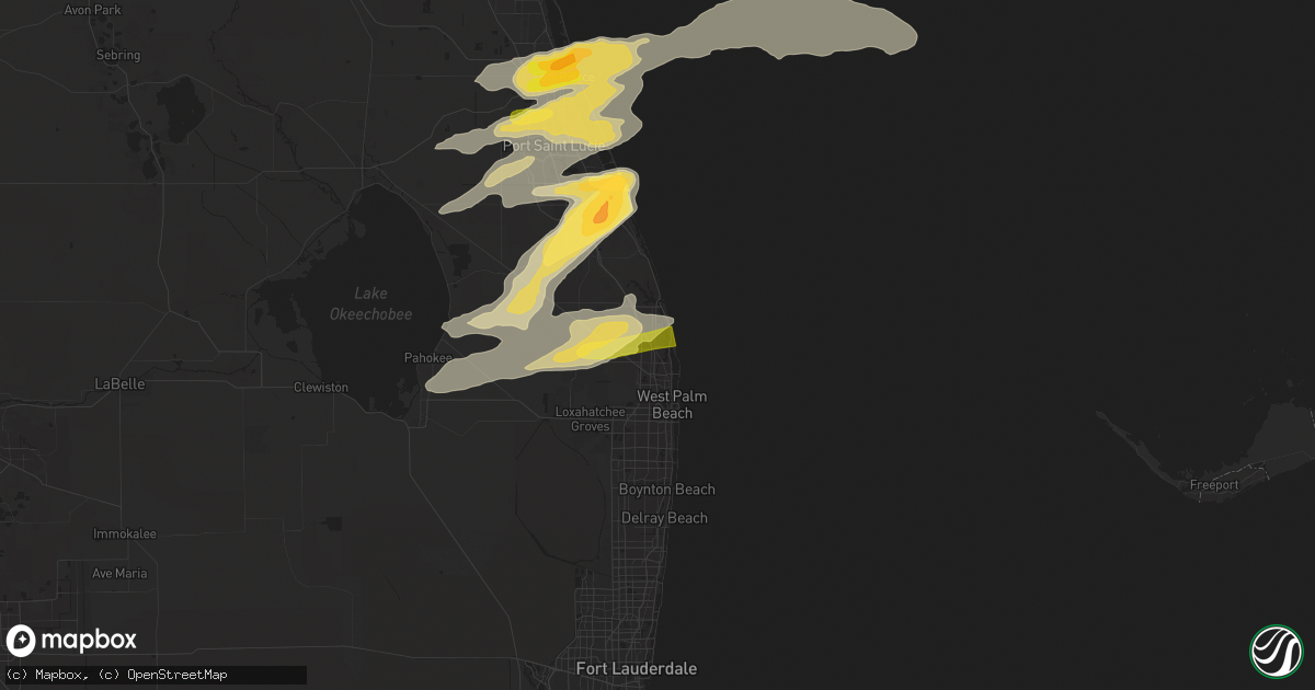 Hail map in Palm Beach Gardens, FL on May 19, 2024