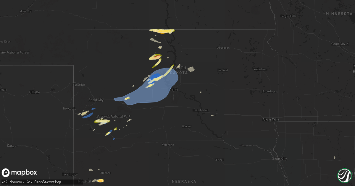 Hail map in South Dakota on May 19, 2024